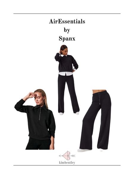 AirEssentials by Spanx. Lightweight material with a super soft feel that drapes like a dream. A pulled together casual look you’ll wear over and over. 
Wide leg pant 
Half zip pullover
Crew neck
kimbentley, fall outfit, travel outfit, Christmas morning

#LTKHoliday #LTKCyberWeek #LTKover40