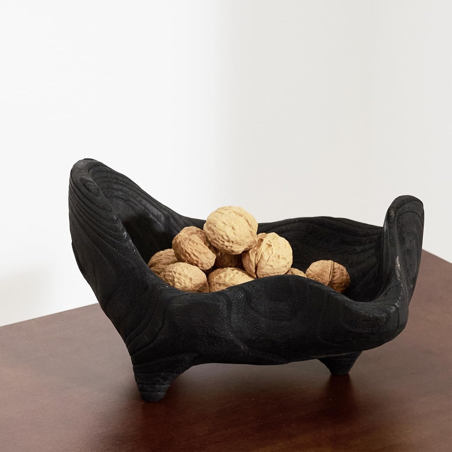 DN DECONATION Oak Wood Black Decorative Bowl, 9.25x5.51 Inch Small Bowl | Amazon (US)