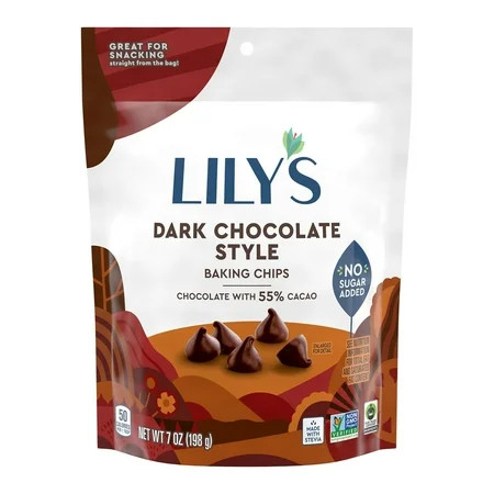 Lily's Dark Chocolate Style No Added Sugar Baking Chips, Bag 7 oz | Walmart (US)