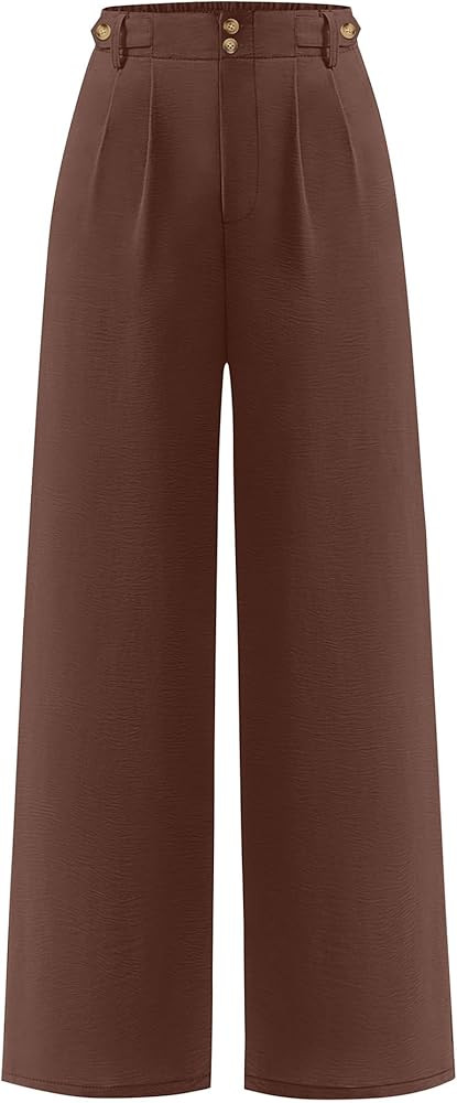 ANRABESS Womens Wide Leg High Waisted Pants 2026 Summer Button Pleated Work Dress Pants Trousers ... | Amazon (US)