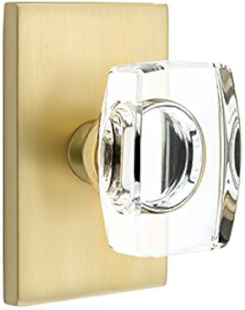 Emtek Privacy Set, Modern Rectangle Rosette, Modern Windsor Crystal Knob (Satin Brass) | Amazon (US)