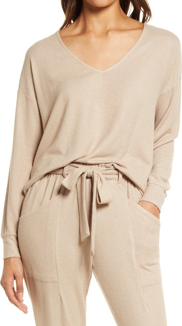 V-Neck Fleece Top | Nordstrom | Nordstrom