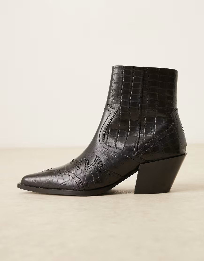 ASOS DESIGN cuban boots in black leather | ASOS (Global)