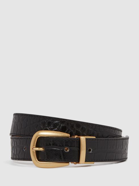 Reiss Black/Camel Madison Reversible Leather Belt | Reiss UK