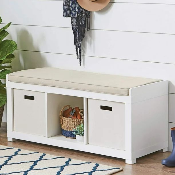 Better Homes & Gardens 3-Cube Storage Bench, White | Walmart (US)