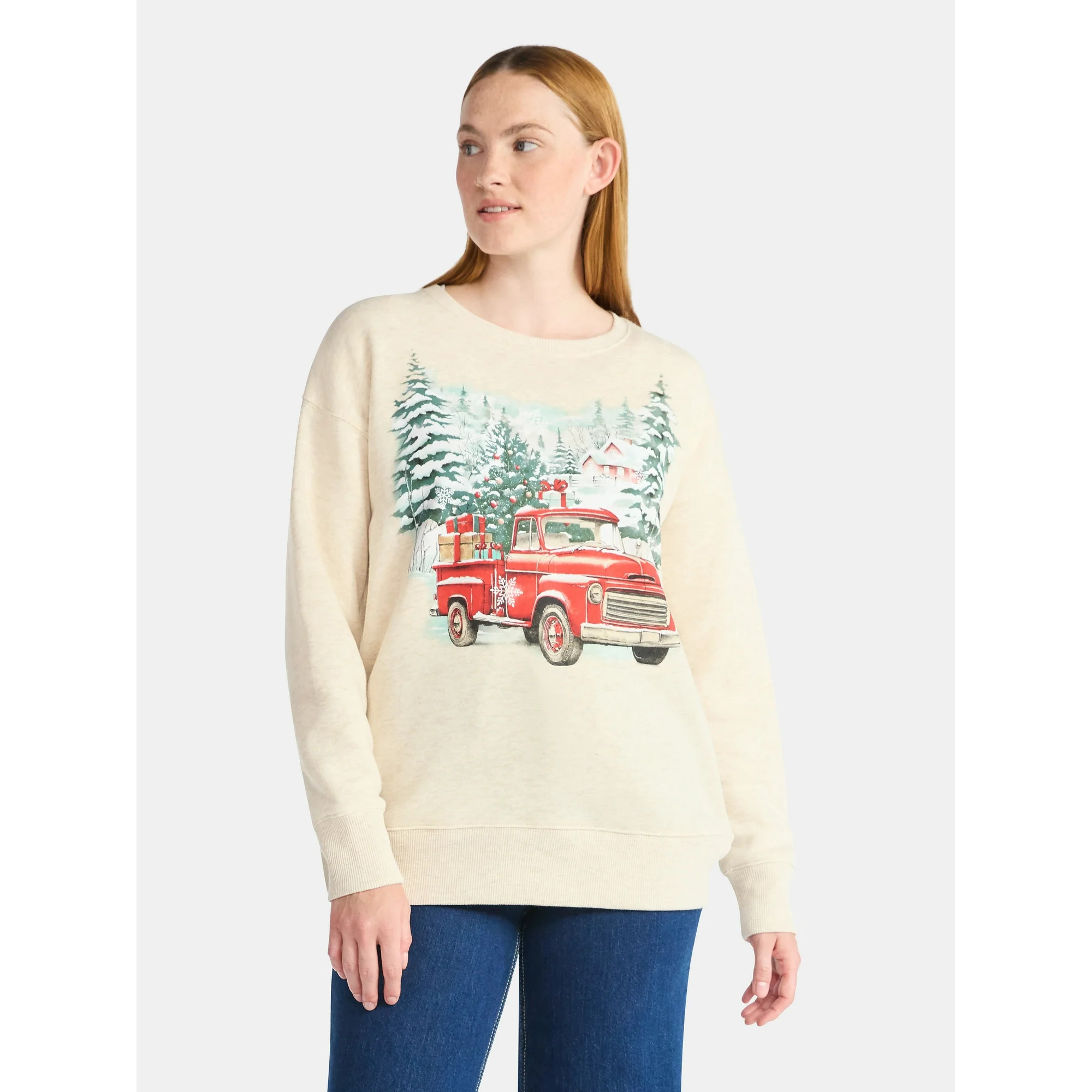 Women's Christmas Winter Cabin Graphic Fleece from Holiday Time, Sizes S-XXXL | Walmart (US)