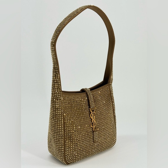 Saint Laurent Gold Mini LE 5 A 7 Crystal Embelished Hobo Bag | Poshmark