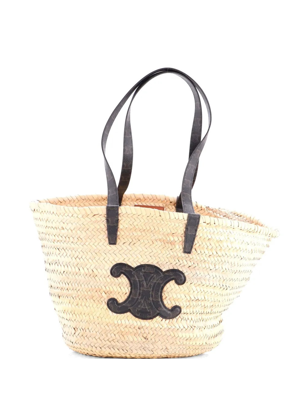 Celine Pre-Owned Triomphe Basket Raffia with Leather Large shoulder bag - Brown | Farfetch Global