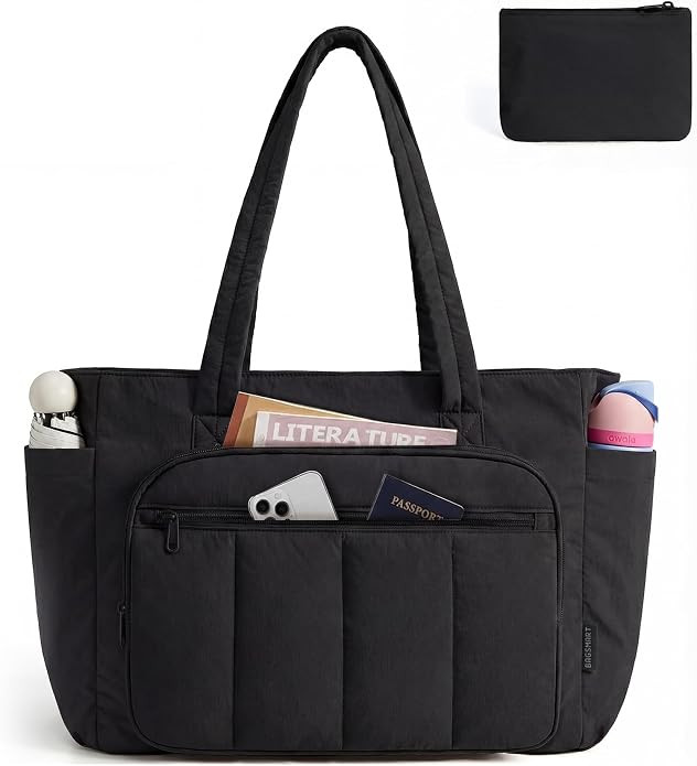 BAGSMART Tote Bag for Women, 2 Set Work Tote Bag with Zipper | 20L Capacity, 15.6'' Laptop Quilte... | Amazon (US)