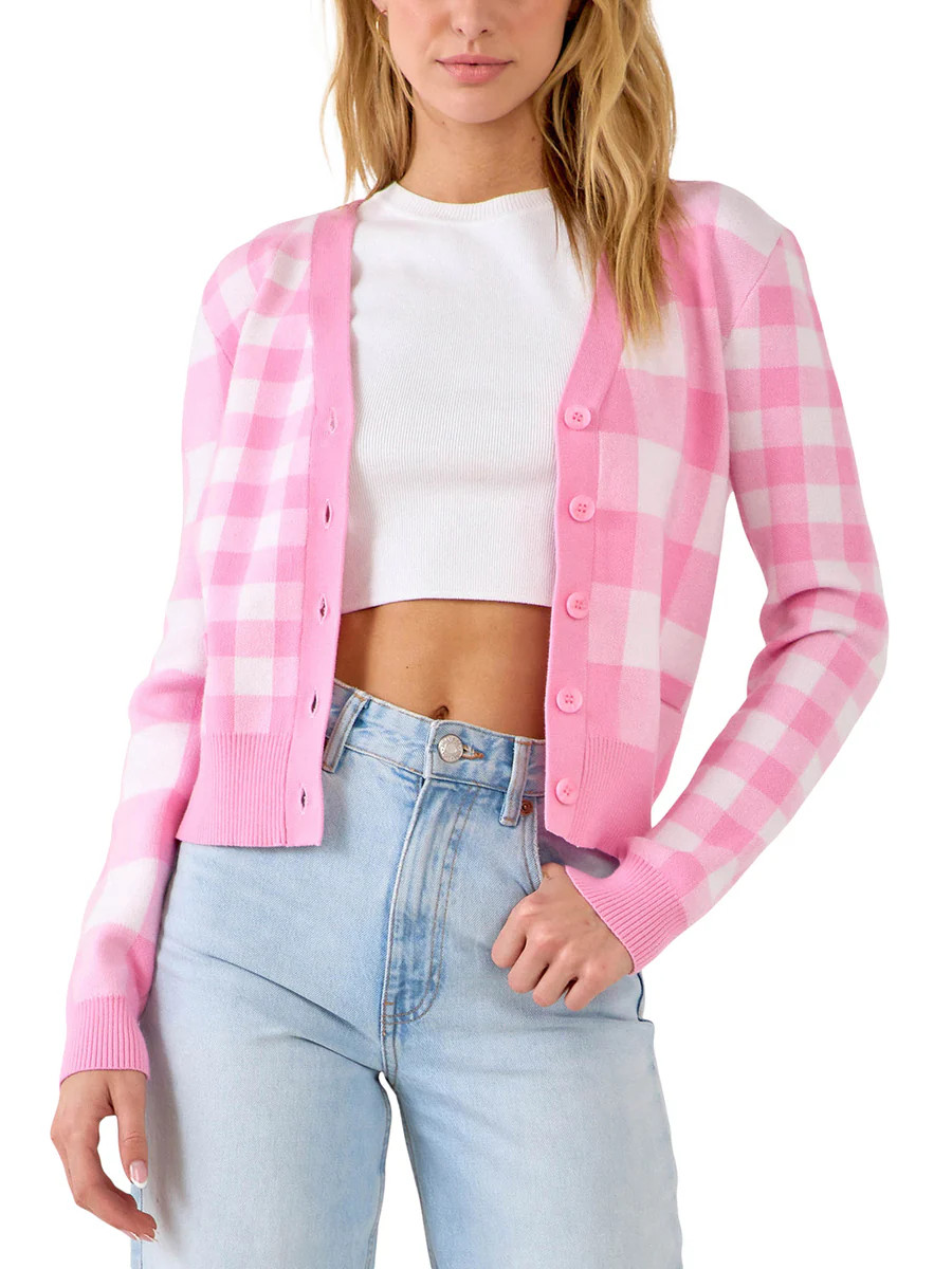 Gingham Knit Cardigan | Lord & Taylor