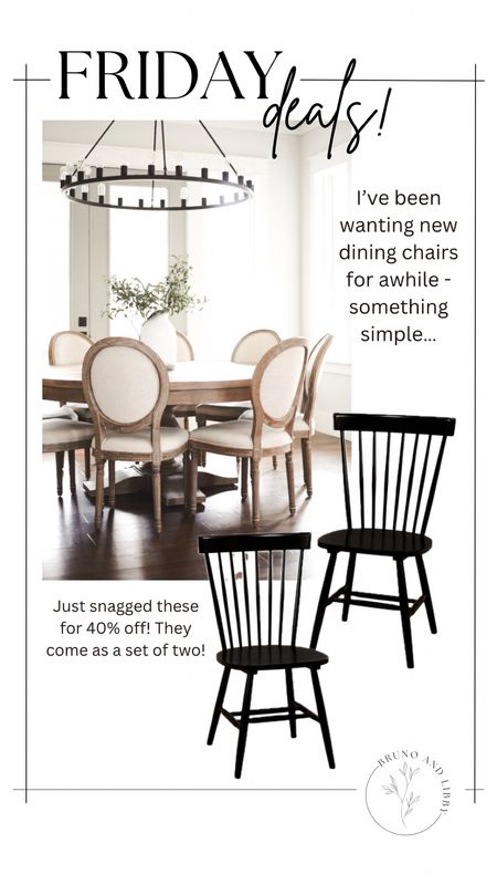 Amazing deal in these dining room chairs! Under $50 each with the 40% off sale! Modern Windsor black dining chairs kitchen home furniture and decor table chandelier modern organic farmhouse interior design and decor

#LTKhome #LTKstyletip #LTKsalealert