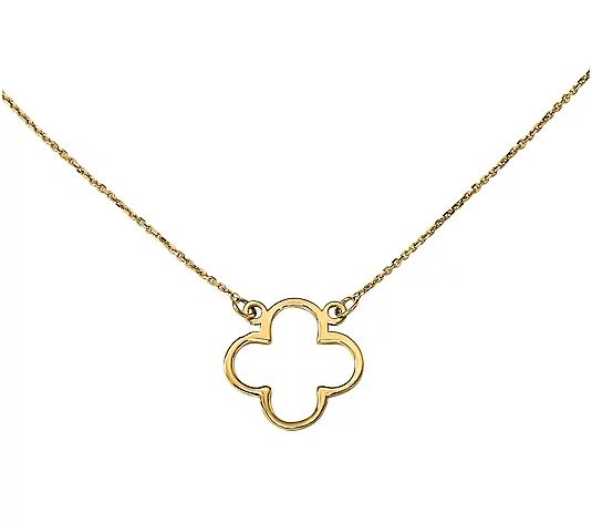 14K Gold Small Quatrefoil Design Necklace - QVC.com | QVC