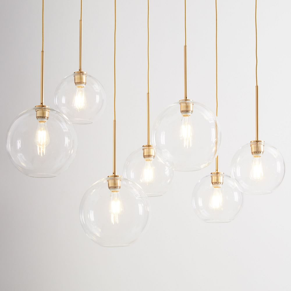Sculptural Glass 7-Light Globe Chandelier - Clear | West Elm (US)