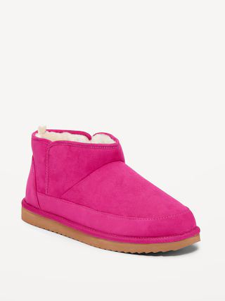 Faux Suede Sherpa-Lined Slippers for Women | Old Navy (US)