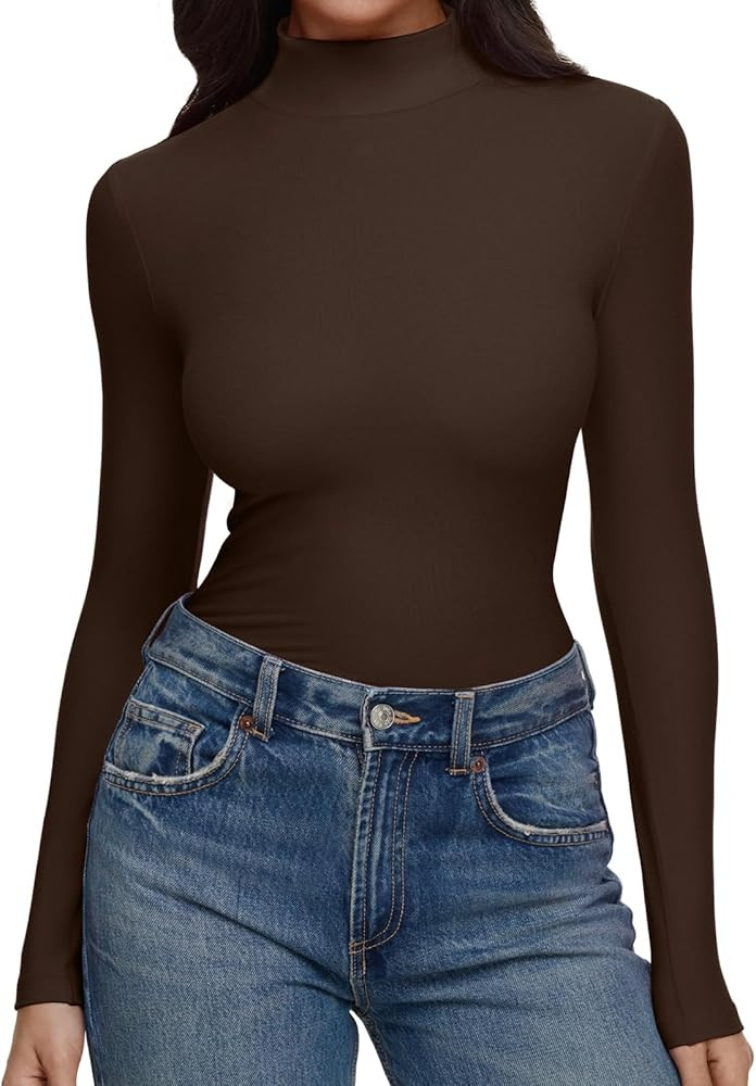 REORIA Women’s Turtleneck Tops Slim Basic Mock Neck Long Sleeve Shirts 2025 Fall Winter Layerin... | Amazon (US)