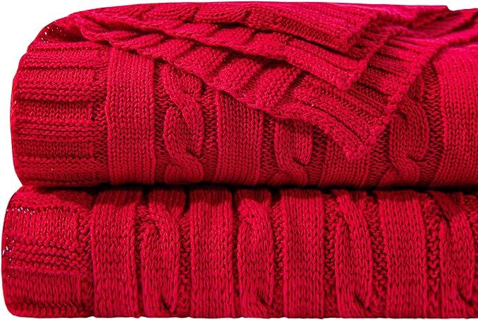 NTBAY 100% Pure Cotton Cable Knit Throw Blanket, Super Soft Warm 51x67 Knitted Throw Blanket for ... | Amazon (US)