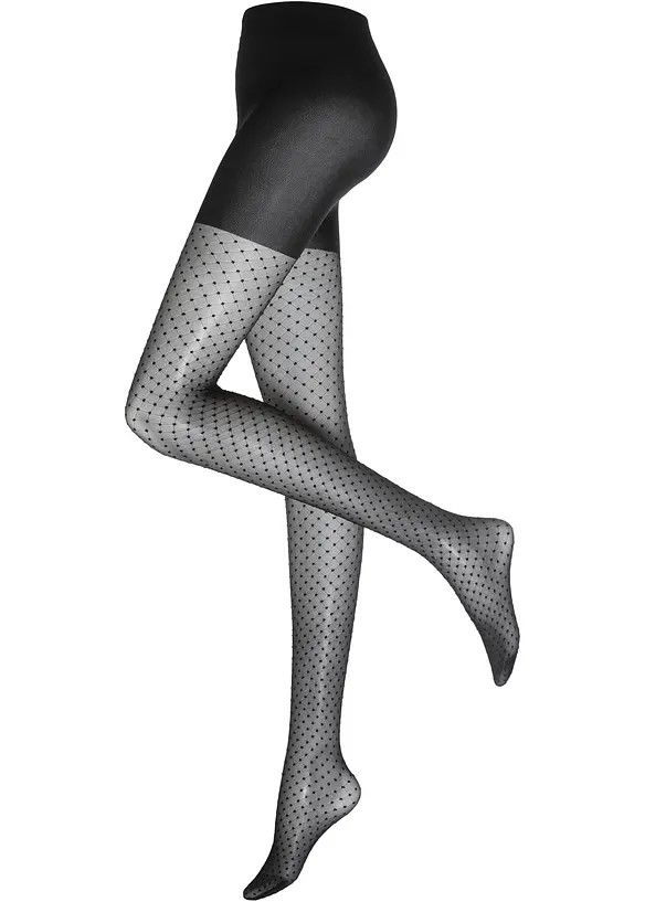 Strumpfhose 30den mit gepunktetem Netzmuster | Bonprix DE