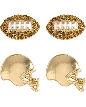 2 Pairs of Alloy Dangle football Earrings for Women - Hypoallergenic Sports Stud Earrings | Amazon (US)