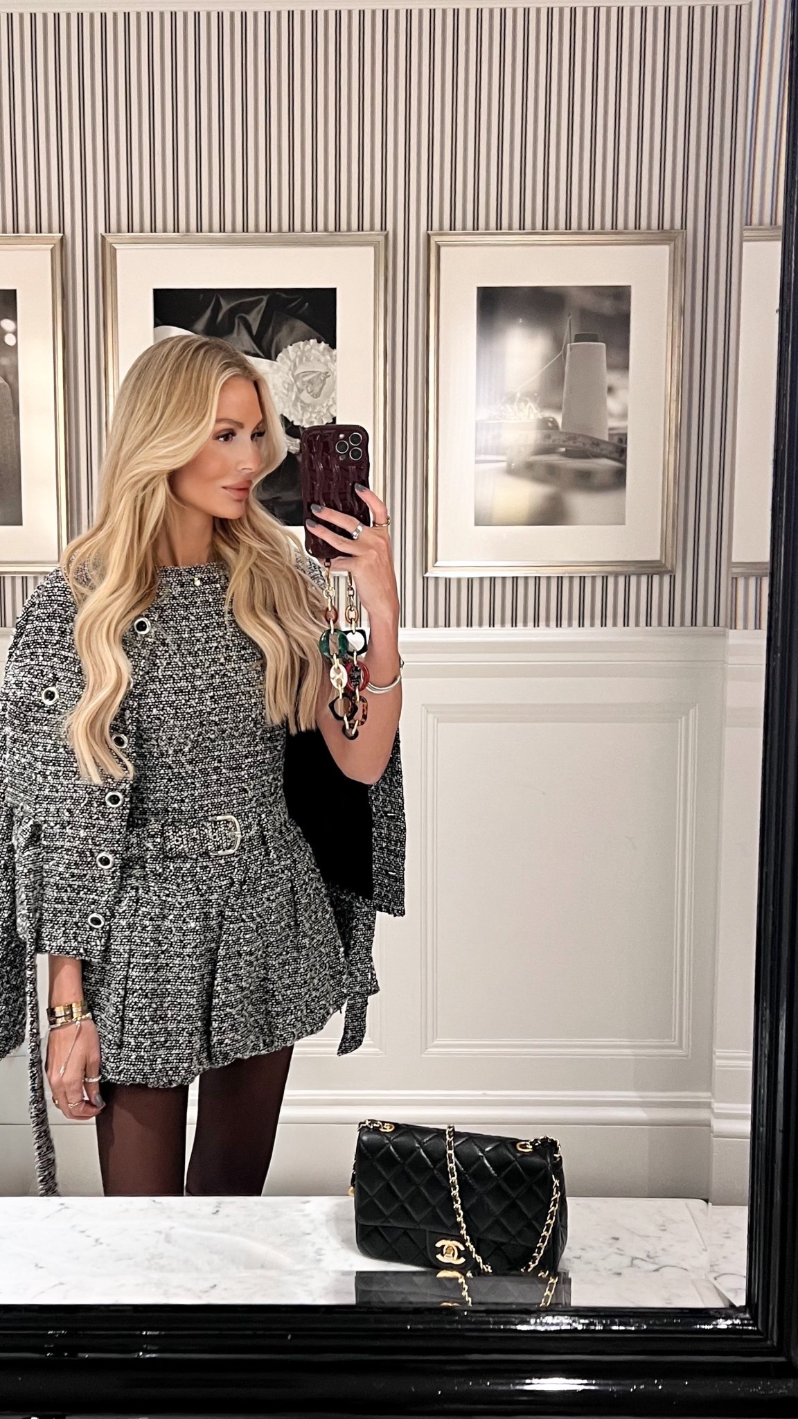 Tweed matching set tweed dress tweed jacket Boucle winter outfit Christmas outfit 