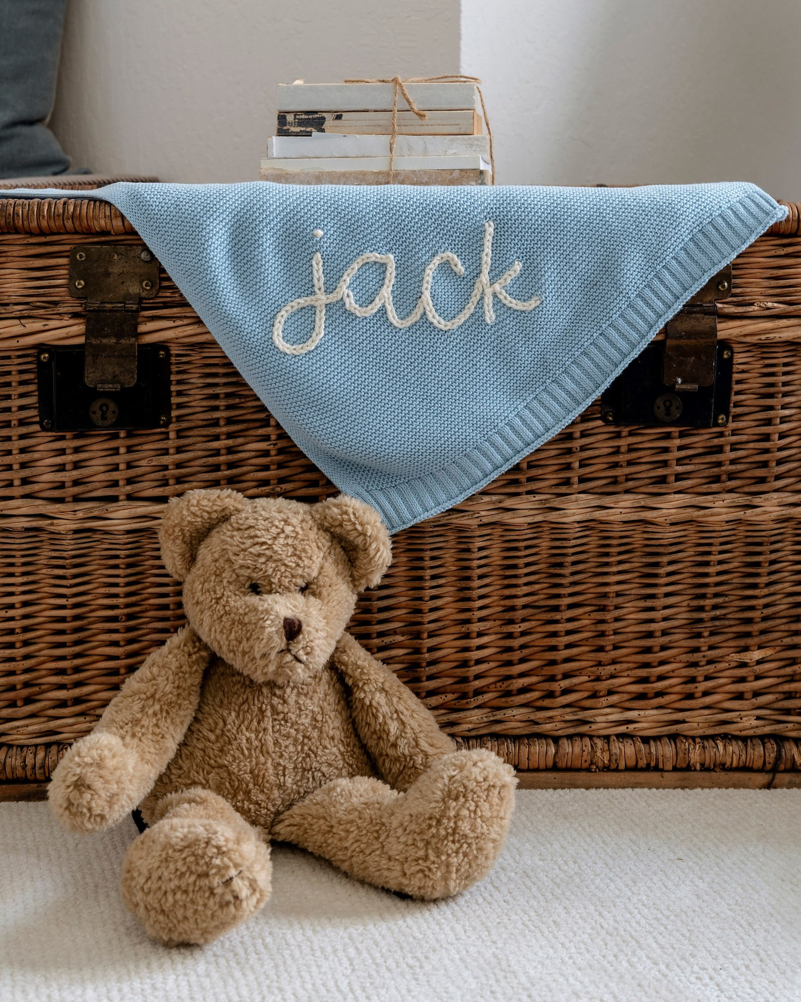 Personalized Hand Embroidered Knit Baby Blanket // Custom Name Swaddle Blanket - Etsy | Etsy (US)