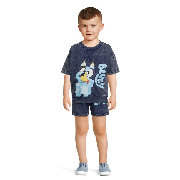 Bluey Toddler Boy French Terry Graphic Top and Shorts Set, 2-Piece, Sizes 2T-5T | Walmart (US)