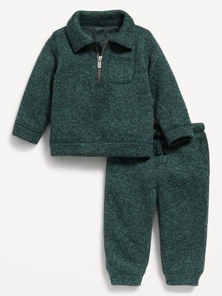 Sweater-Fleece Quarter-Zip Sweatshirt and Jogger Pants for Baby | Old Navy (CA)