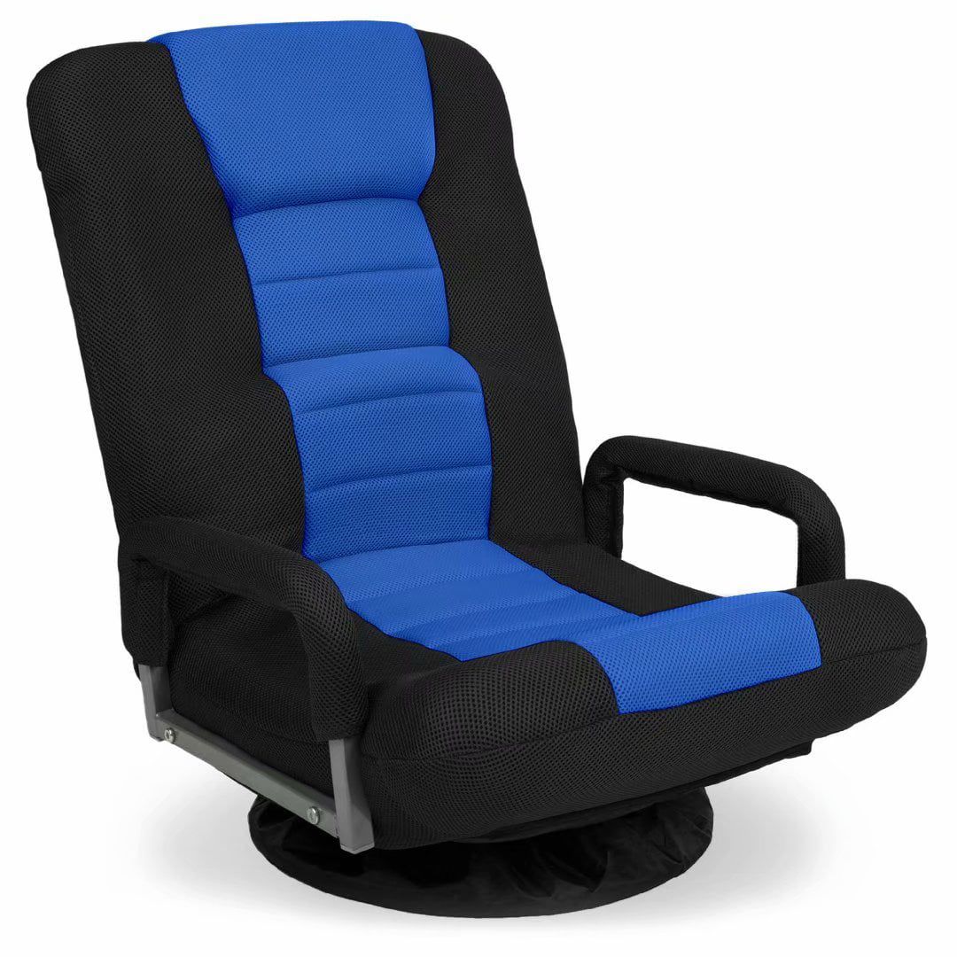 360-Degree Swivel Gaming Floor Chair Armrest Handles Foldable Adjustable Backrest - Blue - Walmar... | Walmart (US)