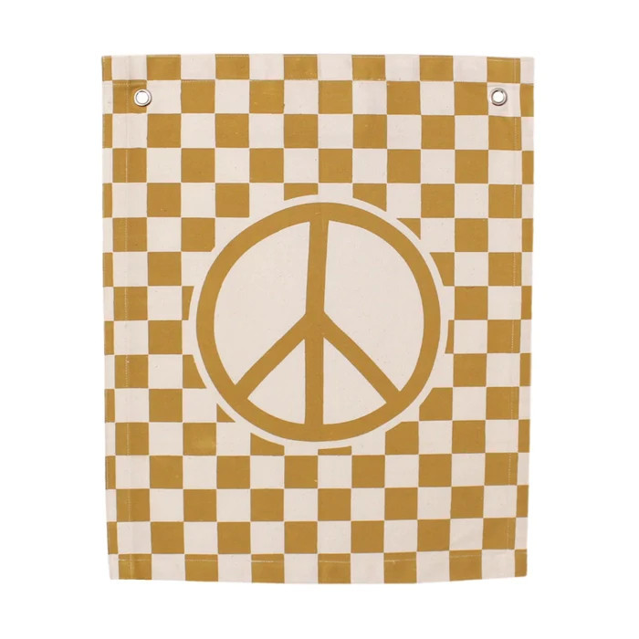 checkered peace sign banner hanging sign | Joss and J