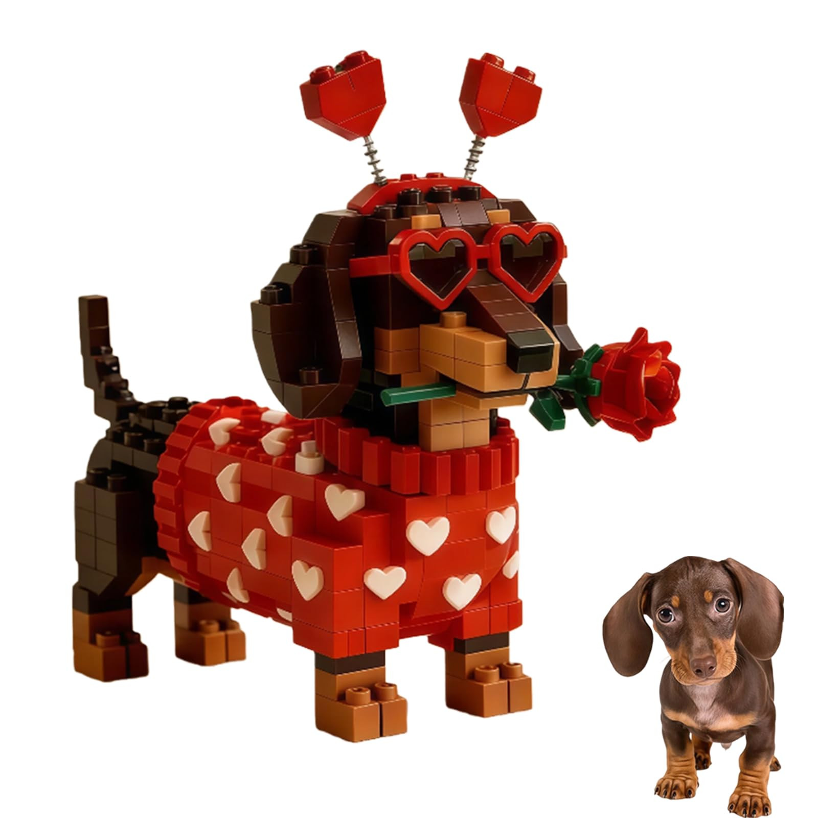 2026 Valentine’s Day Exclusive Dachshund Brick Set, DIY 3D Dachshund Building Block Set, Cute D... | Amazon (US)