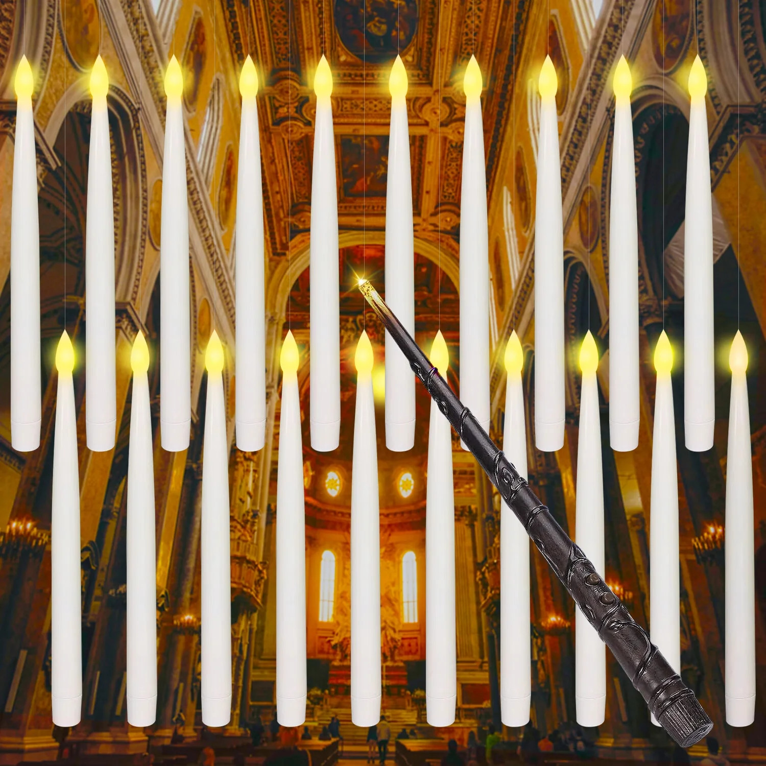 Floating Candles with Wand, 20 PCs Magic Hanging Candles, Flickering Warm Light Flameless Floatin... | Walmart (US)