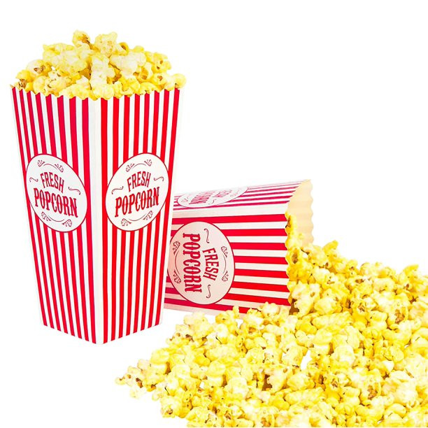 25 Pack -Paper Popcorn Box 7.75" Greaseproof Container with Auto Pop-Up Design, 46oz - Walmart.co... | Walmart (US)
