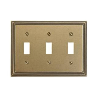 AMERELLE Tiered 3 Gang Toggle Metal Wall Plate - Rustic Brass 84TTTRB - The Home Depot | The Home Depot