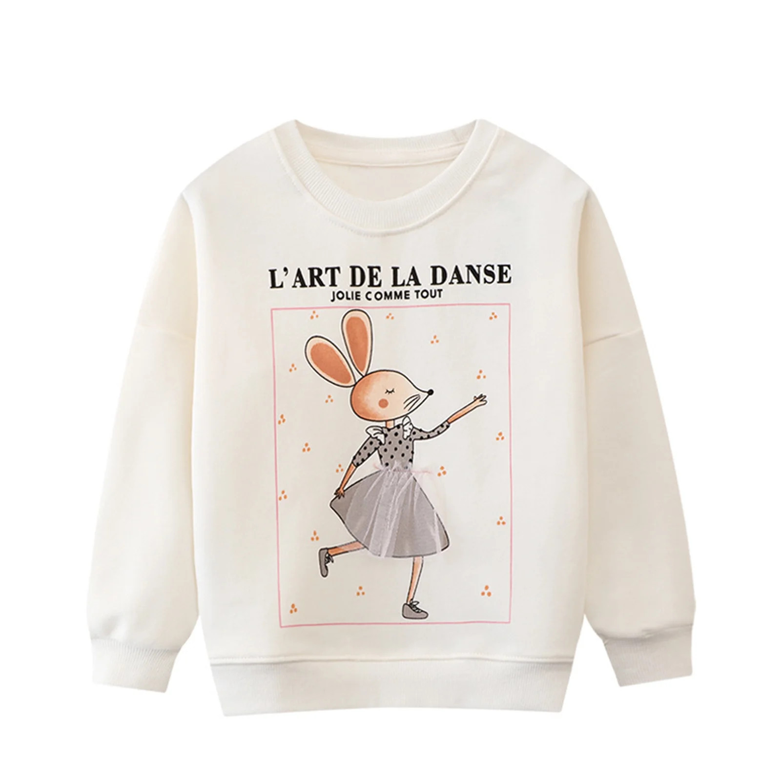HILEELANG Toddle Girl Sweatshirts White Rabbit Tulle Applique Cotton Casual Fall Winter Warm Long... | Walmart (US)