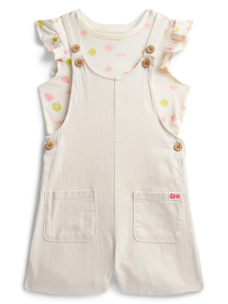 Wonder Nation Girls Shortall and Short Sleeve Tee Set, 2-Piece, Sizes 4-10 | Walmart (US)