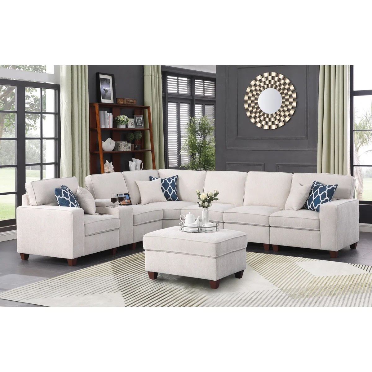Bring timeless style and plenty of seating to your living room with this Wayfair Verified upholstered sectional from Wayfair. Featuring a spacious L-shaped design, plush cushions, coordinating accent pillows, and a matching storage ottoman, this sectional is perfect for family movie nights, entertaining guests, and everyday lounging. Its neutral upholstery blends beautifully with modern, transitional, and classic home decor.