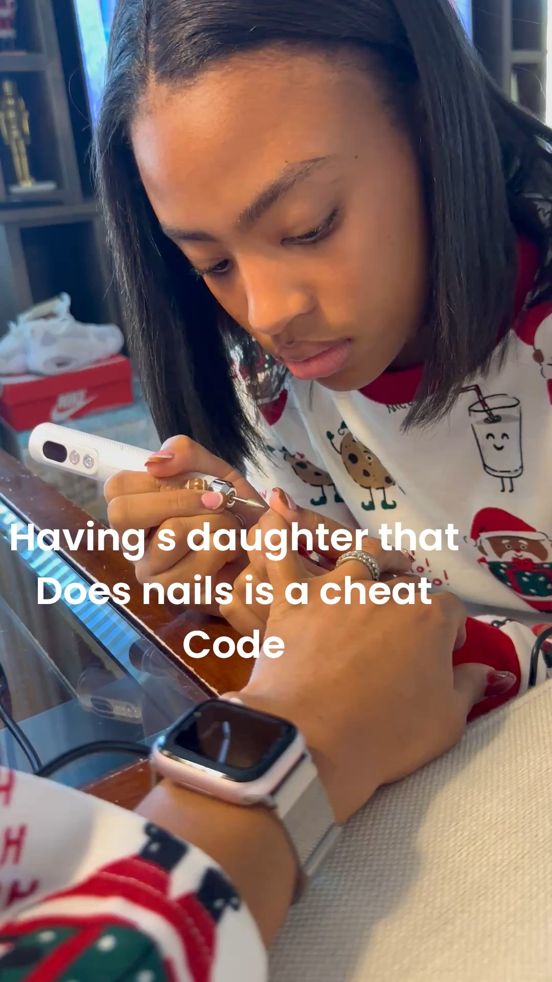 One of the best investments I’ve made is in my daughter learning how to do nails. I still support my local nail tech but when I broke a nail this morning Moriah was ready to save the day. 