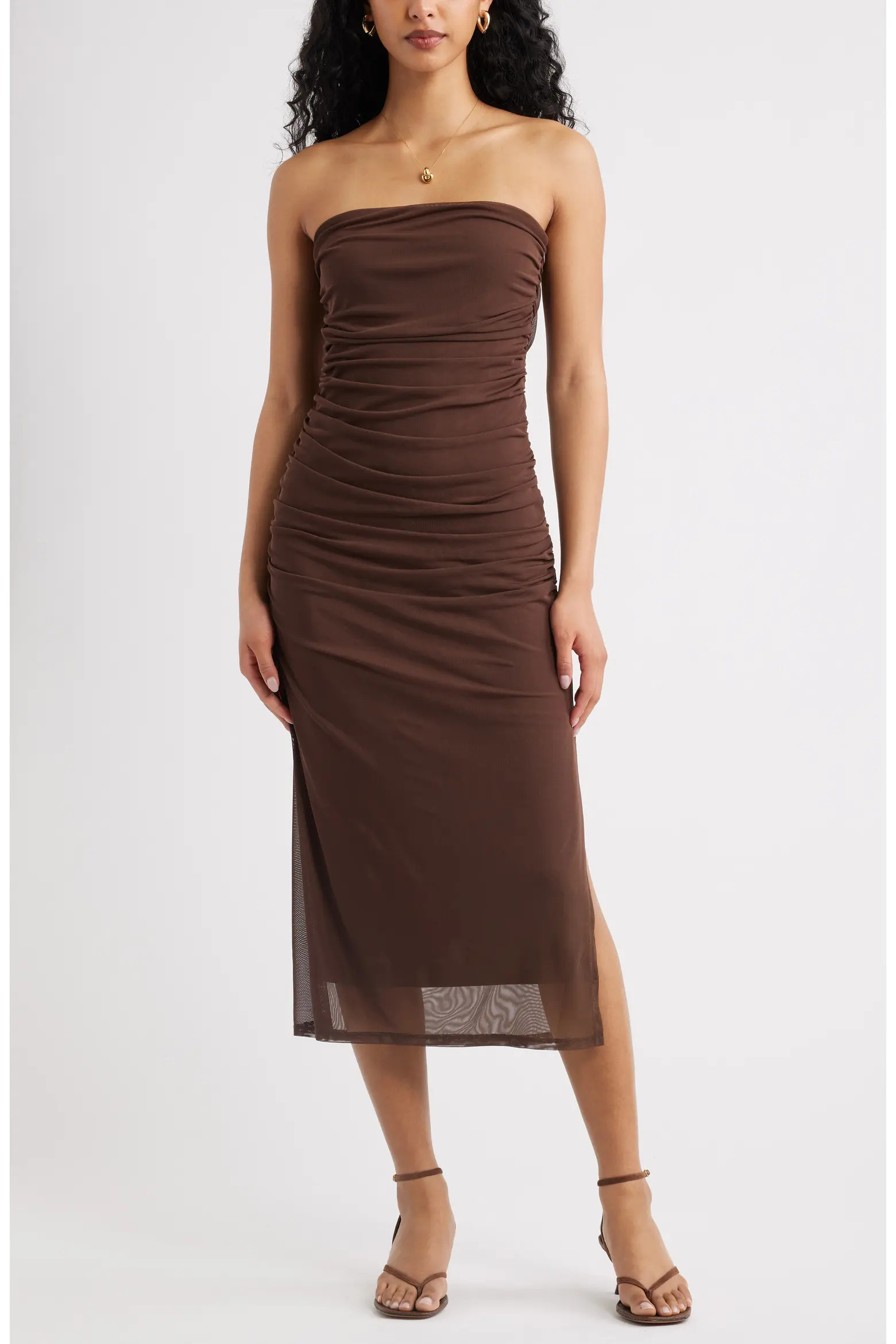 Ruched Strapless Mesh Dress (Women) | Nordstrom | Nordstrom
