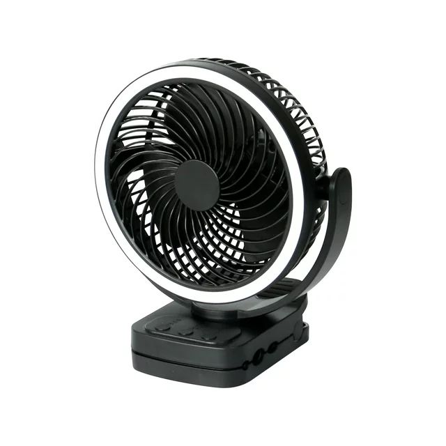 Mainstay 7 "Rechargeable USB Clip and Table Fan with LED Black | Walmart (US)