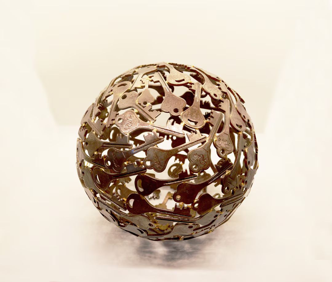 Vintage Key Decorative Sphere Metal Key Sculpture - Etsy | Etsy (US)
