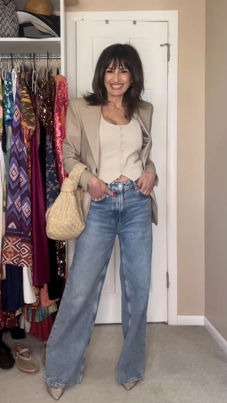 Tones of beige! 

This style of jeans is all in now! Wide leg low slung relaxed! It looks great with pointy toes

#LTKworkwear #LTKstyletip #LTKover40