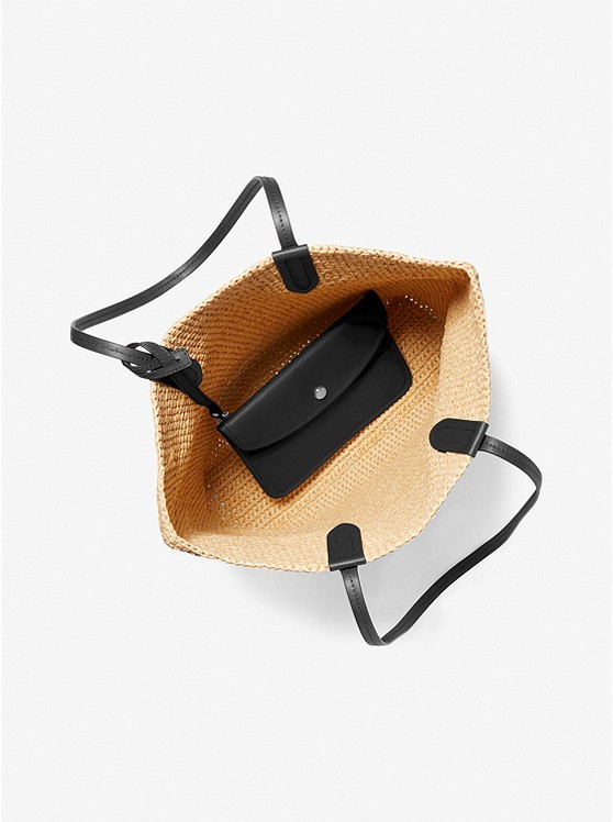 Eliza Large Woven Straw Tote Bag | Michael Kors US