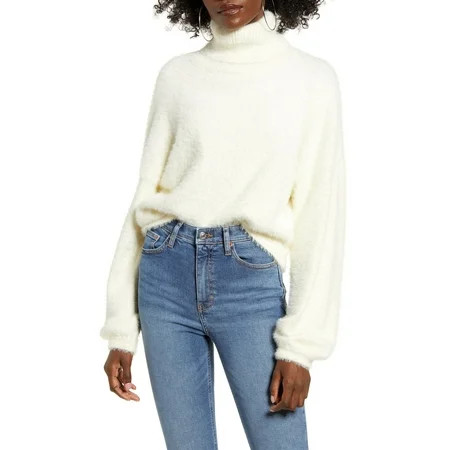 4SI3NNA Crop Turtleneck Sweater M Ivory NEW | Walmart (US)