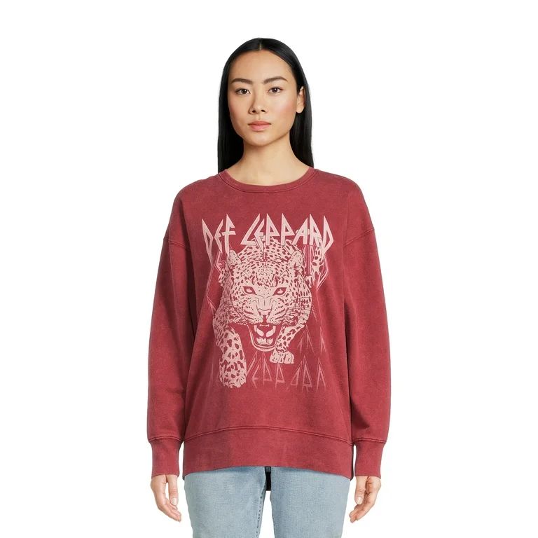 Time and Tru Women's Def Leppard Graphic Band Sweatshirt with Long Sleeves, Sizes S-XXXL | Walmart (US)