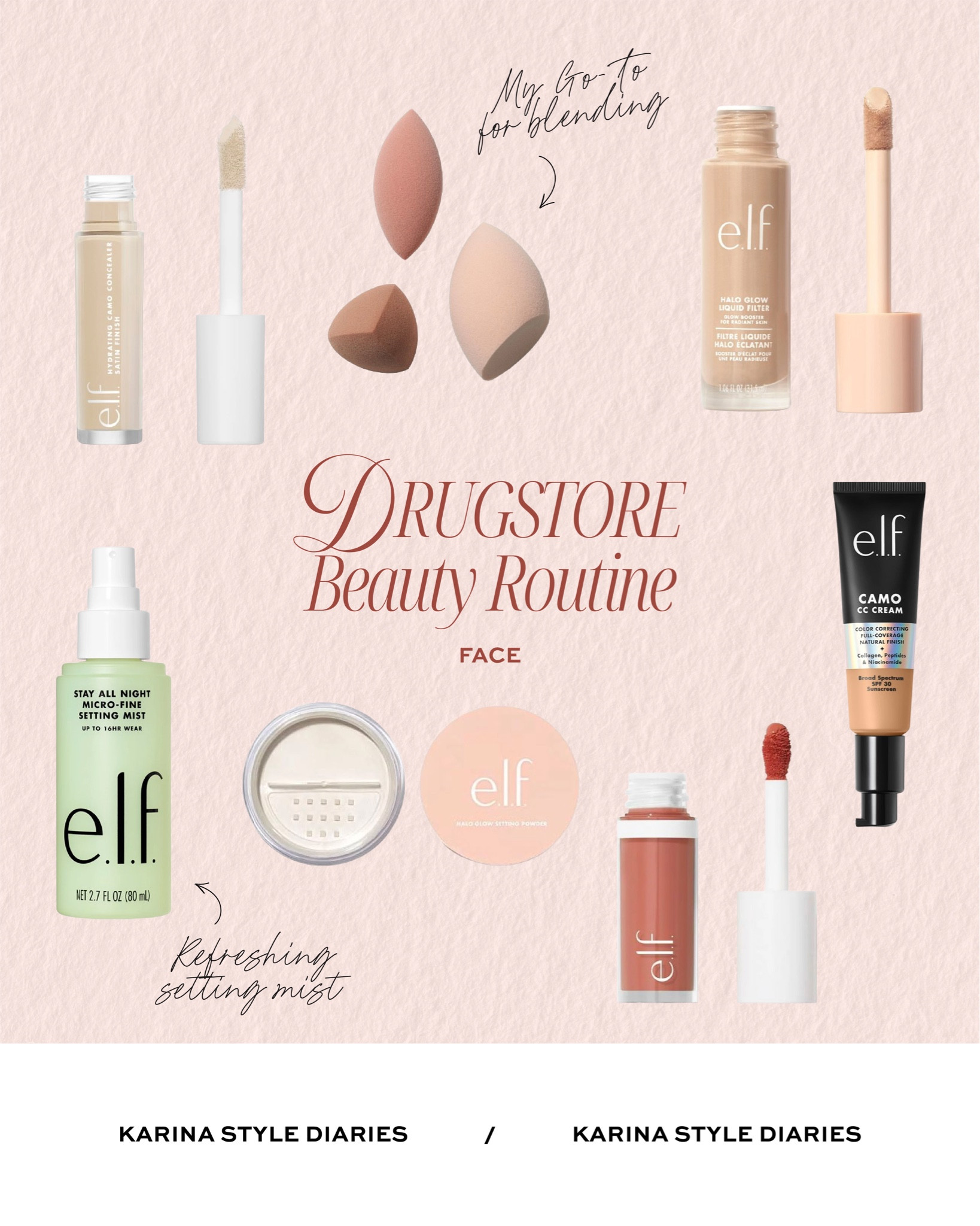 Who doesn’t love a good drugstore beauty find? These are some of my go-to items, all which offer high coverage and long lasting results. Shade details are as follows: Halo Glow - Shade: 4 Medium, Concealer - Shade: Light, Liquid Blush - Shade: Dusty Rose.

#LTKBeauty #LTKFindsUnder50