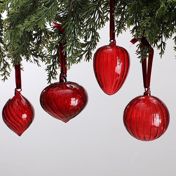 12 Pcs 3.15 Inch Glass Christmas Ball Ornaments Large Vintage Hand Blown Hanging Glass Balls Retr... | Amazon (US)