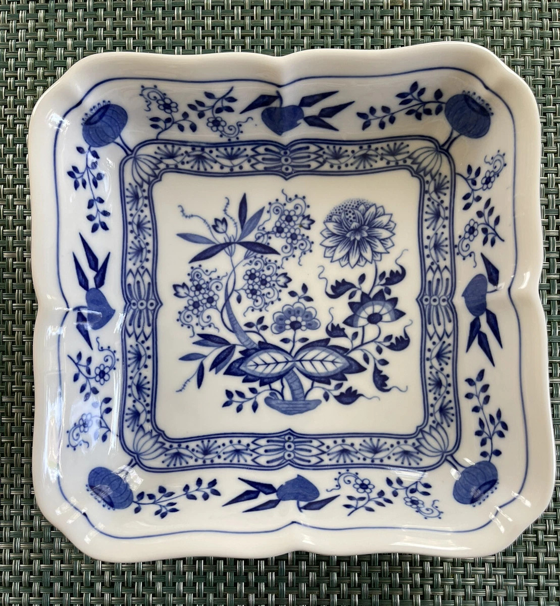 Hutschenreuther Blue Onion Square Serving Shallow Bowl Dish ￼Germany 7.2 “ | eBay US