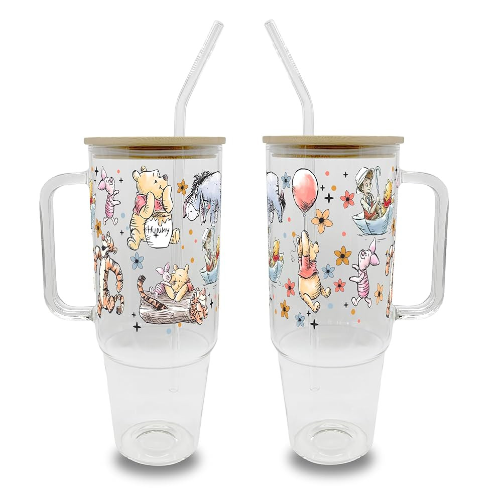 Sip Sip Hooray Cute Strawberry Cartoon Y2K 40oz Glass Tumbler with Lid and Straw, Valentine's Day... | Amazon (US)