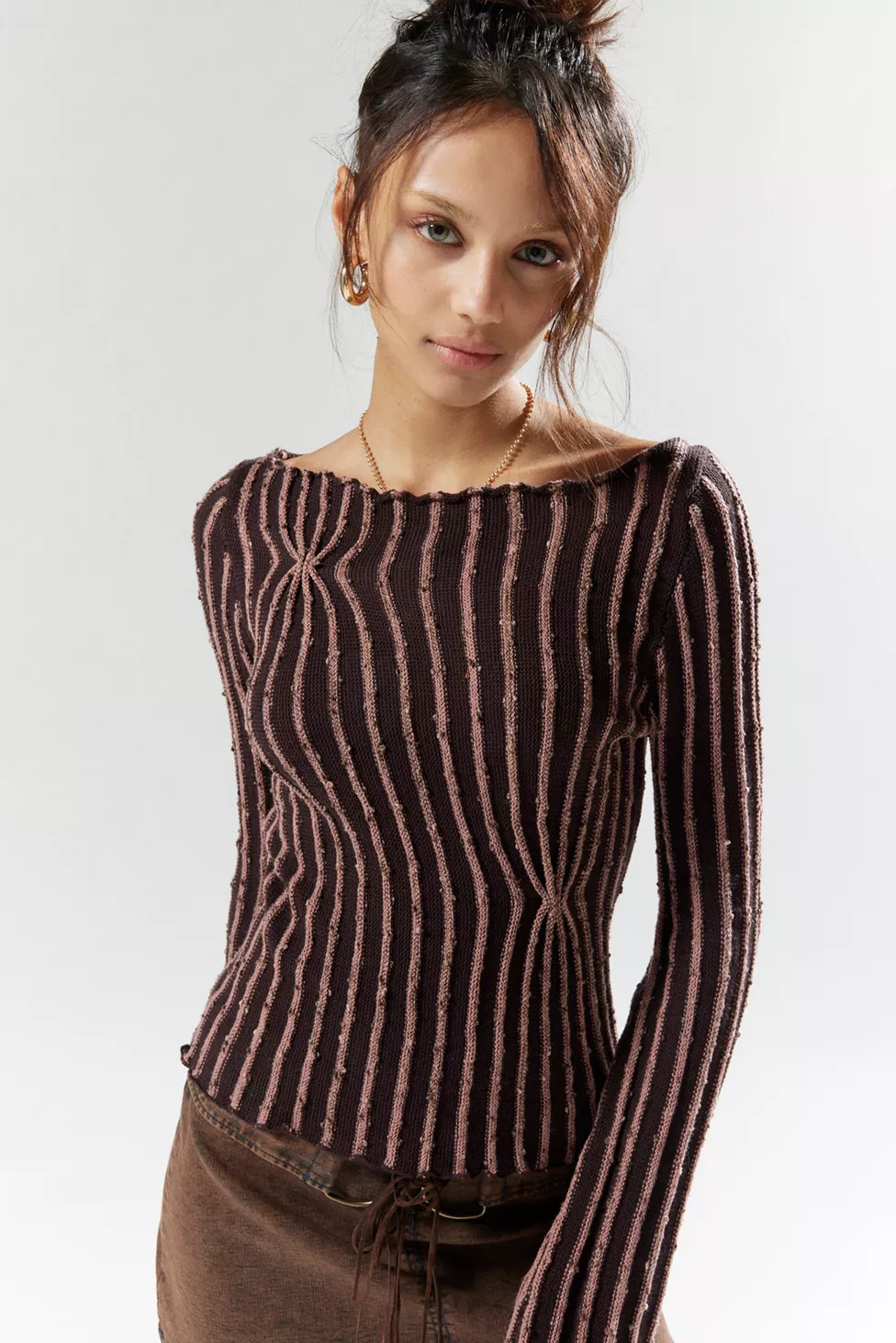Silence + Noise Reagan Textured Boat Neck Sweater | Urban Outfitters (US and RoW)