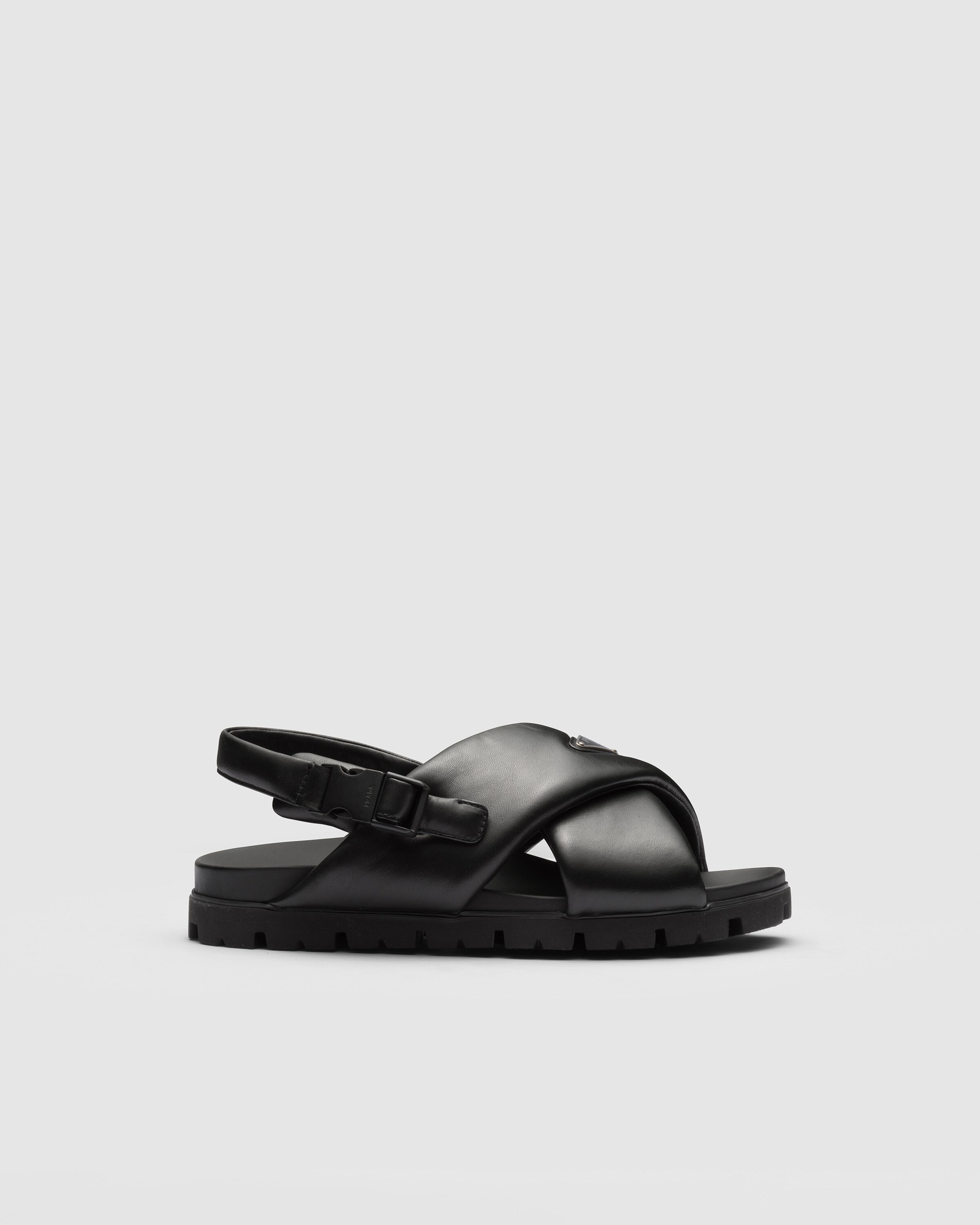 Padded nappa leather crisscross sandals | Prada Spa (EU + UK)
