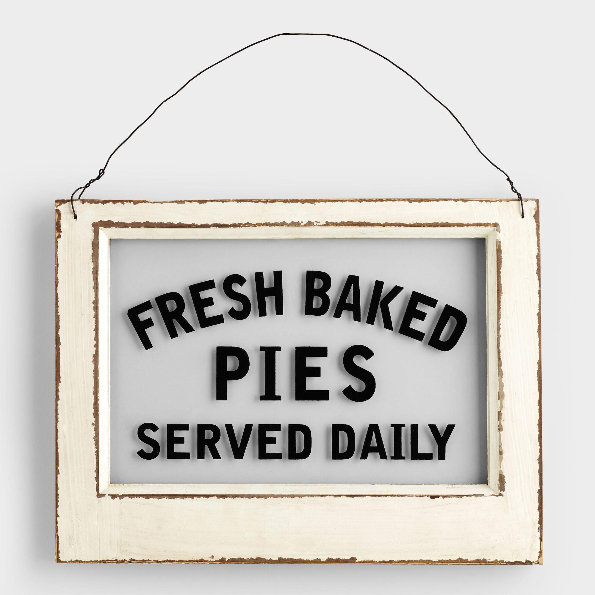 Wood and Glass Pie Sign: White by World Market | World Market